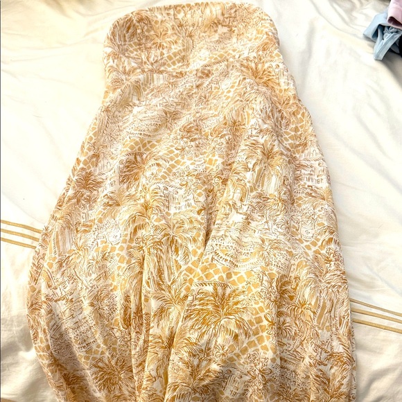 Lilly Pulitzer White and Gold Midi Dress Palm Tree Print - Picture 1 of 3